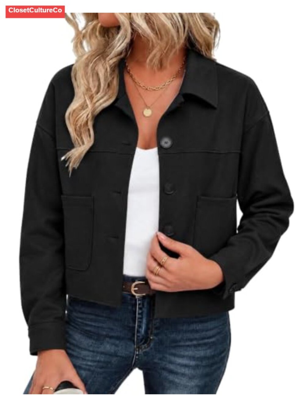 Womens Faux Suede Cropped Jacket Button Down Casual Fall Shacket